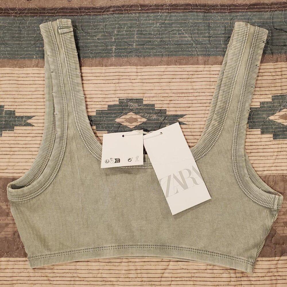 Zara Ribbed Crop Top Bralette Size Medium